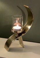 Curved Pillar Candleholder with Clear Glass Gold