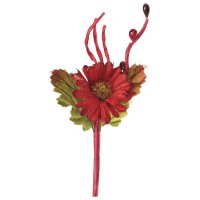 Flower With Leaves/Twig Red 80mm - Pack of 24