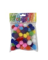 Pom Poms - Assorted Colour 20mm - 55 piece