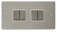 4G 2W SWITCH FLAT SCREWED STAINLESS STEEL WHI