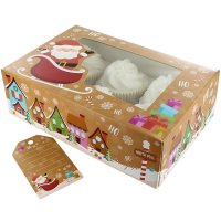BOX-6/12 Cupcake & Tag - Santa (20pk) 