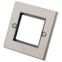 Stainless Steel 1 Gang 2 Module Euro Plate 6033-321 - Grey Insert