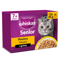 Whiskas Senior Cat Poultry Feasts in Gravy Pouches 4x12x85gm FD18F