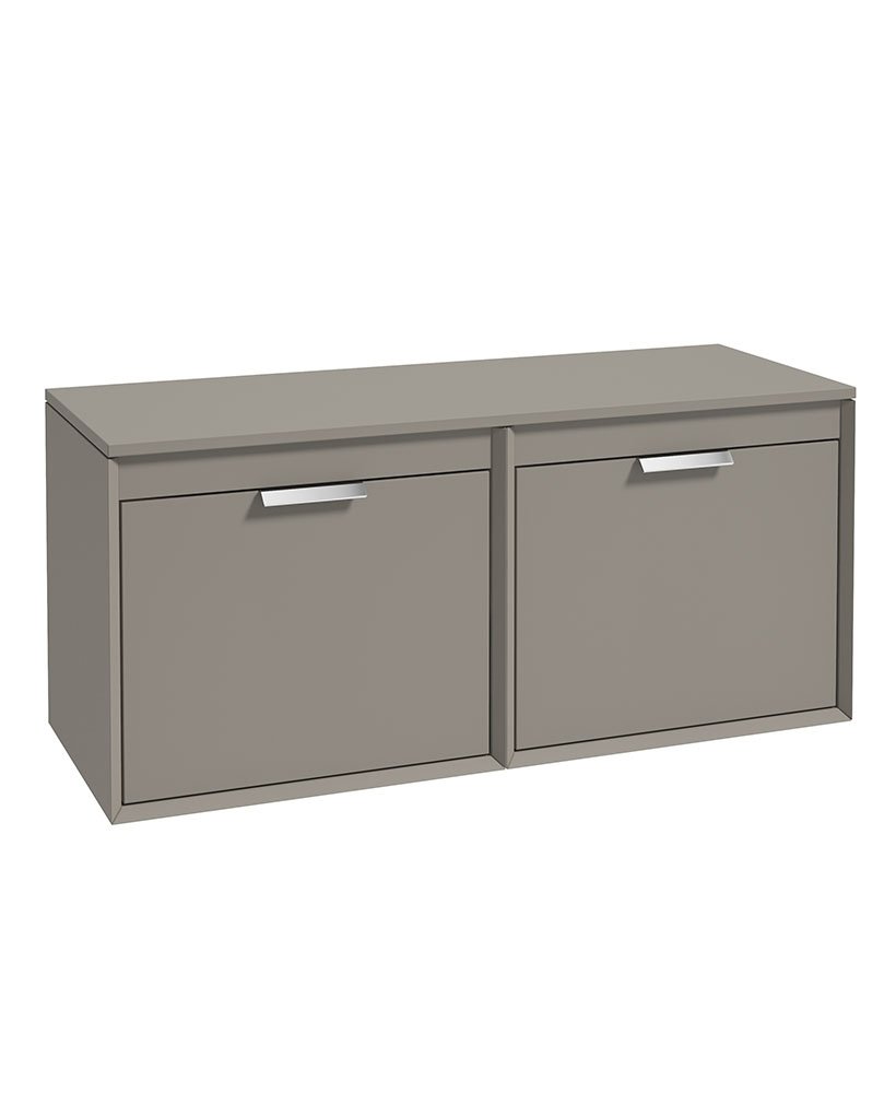 FJORD 120CM FOUR DRAWER KHAKI MATT  COUNTERTOP VANITY UNIT - BRUSHED CHROME HANDLES