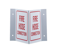 "Fire Hose Connection" Sign, 5" x 6", 3D, Rigid Plastic