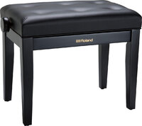 ROLAND RPB-300-BK - Satin Black Adjustable Height Piano Bench with Extra Padding & Vinyl Seat Finish