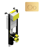 LARGE FASTFIX HIGH FRAME FOR WALL HUNG WC CIRCLE FASCIA PLATE BRUSHED GOLD