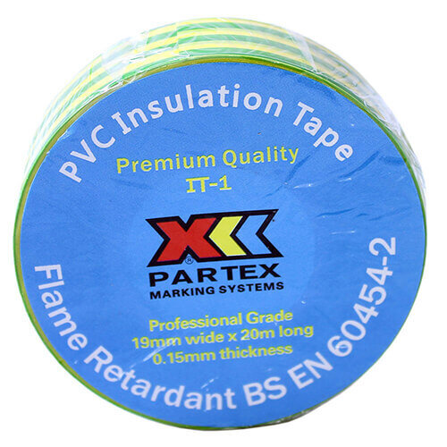 Green & Yellow PVC Insulating Tape 19mm x 20 Metre