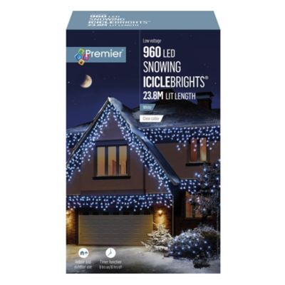 Premier 960 LED Multi-Action Snowing Iciclebrights - White