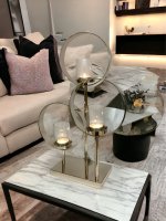 Triple Ring Candleholder Nickel Plated with Glass - NOW