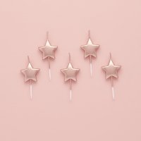 Rose Gold Star Candles - Pack of 5