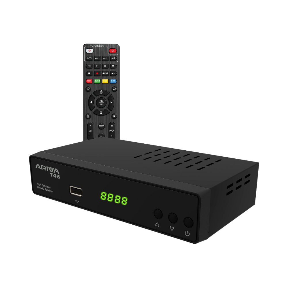Ferguson Ariva T45 DVB-T2 HEVC TV Decoder Front View 