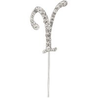 Diamante Letter "Y" On Stem Silver - 4.5cm