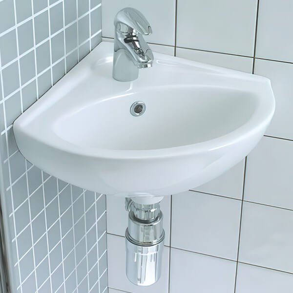 Lecico Atlas 470mm Wide Corner White Basin ASWHCBA1