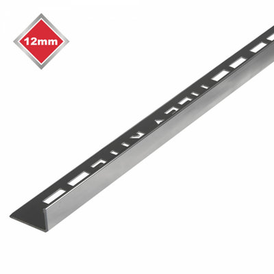 L-Shaped Tile Trim Bright Silver 12mm 2.4m