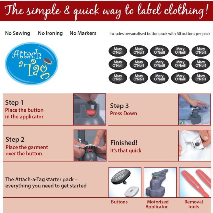 An overview of how the Attach a tag product range make it easy to label clothing