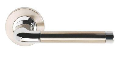 Argo Lever On Round Rose Door Handle Polished Chrome/Satin Nickel