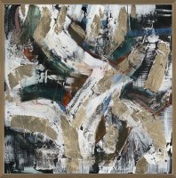 Hand Painted Picture Gold Abstract 100x100cm