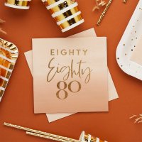 Gold Foiled 'Eighty' Paper Napkins - Pack of 16