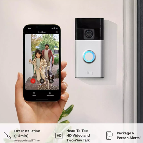RING Battery Video Doorbell - Satin Nickel (3rd Gen) 3