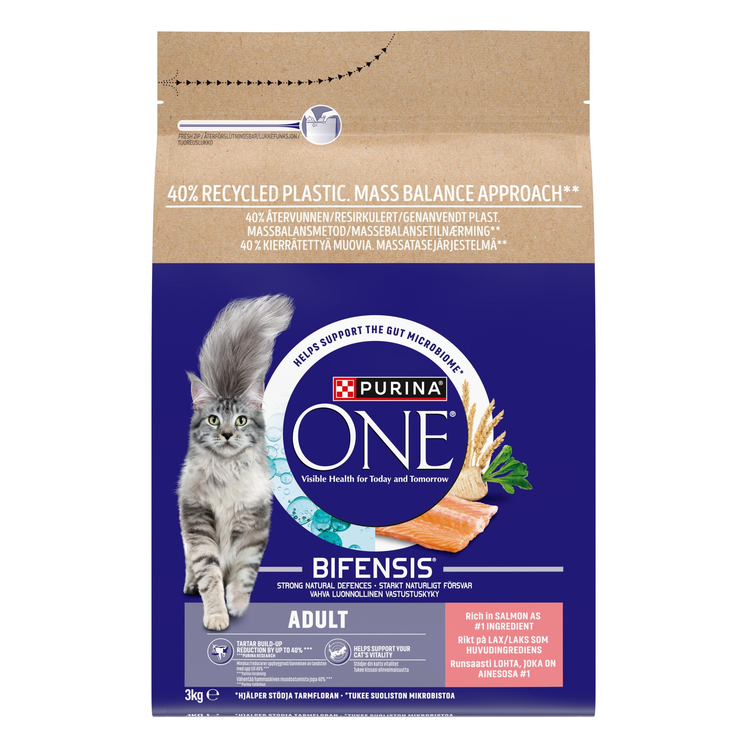 Purina One 12621207 Bifensis Adult Cat  Dry Food Salmon and Whole Grain 3kg
