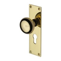 BAL8548-PB - Heritage Brass Mortice Knob On Euro Profile Plate Balmoral Design Polished Brass Finish