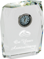 10cm Faceted Crystal Clock (Satin Box)