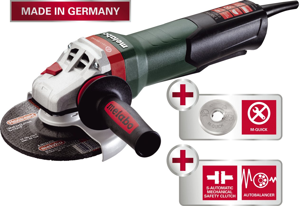 Metabo Angle Grinder WEPBA 17 150mm 1700W 110V Electronic Quick c/w Brake/ Paddle Switch 6in