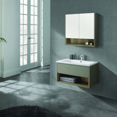 Lucca 80cm Wall Hung Vanity Unit - Gloss Taupe