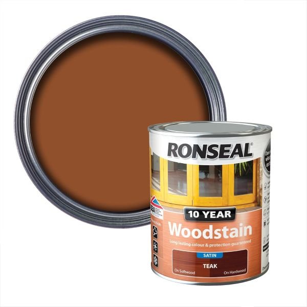 Ronseal 10 Year Woodstain Teak Tin & Swatch