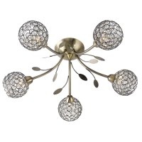 BELLIS II - 5 LIGHT ANTIQUE BRASS SEMI-FLUSH CEILING LIGHT