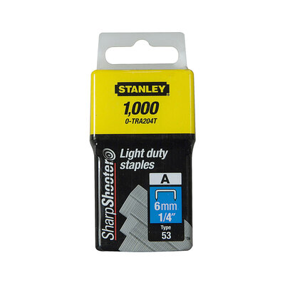 Stanley 6mm 1/4" Light Duty Staples Blue Type 53 0-TRA204T - Pack of 1000