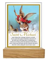 Glass Plaque/Wood Base/Saint Michael   (32454)