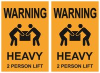 WARNING Heavy, 2 Person Lift Tag, Pack 25
