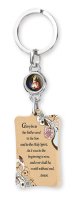 Key Ring/Olive Wood/Medal/Sacred Heart   (74678)