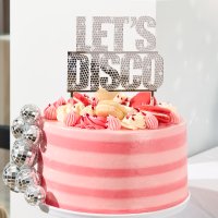 Silver 'Let's Disco' Acrylic Cake Topper
