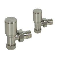 ANGLED RADIATOR VALVE ROUND HEAD BRUSHED NICKEL
