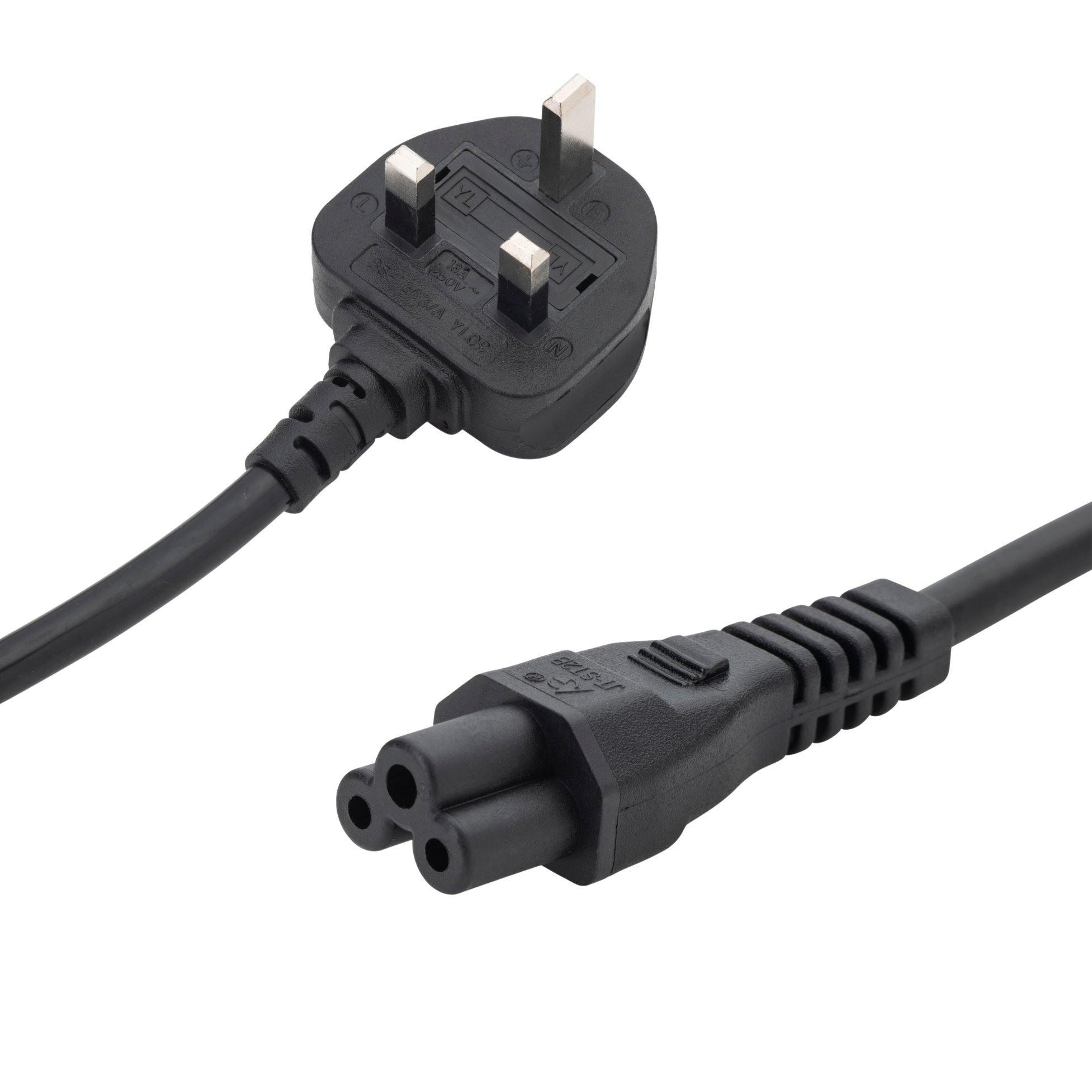 2m UK Mains Power Cable UK Plug to C5 Cloverleaf Model 27-0114B