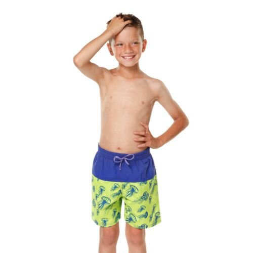 Kes-Vir Boy's Jellyfish Board Shorts have an adjustable leg hole and waistband for a snug fit.