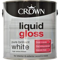 CROWN LIQUID GLOSS PAINT BRILLIANT WHITE 2.5 LTR
