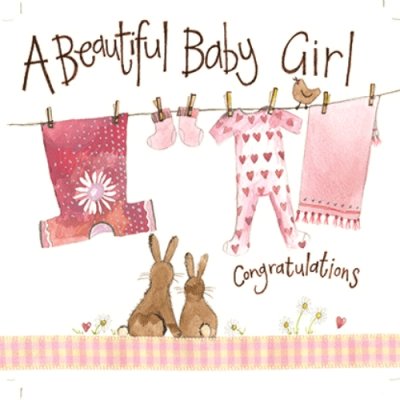 Pink Washing Line Baby Girl New Baby Card