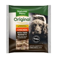 Natures Menu Frozen Dog Adult Complete and Balanced 60-40 Chicken Tripe & Salmon with Brown Rice Nuggets 1kg