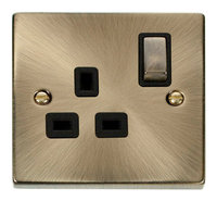 Deco Antique Brass 13 Amp 1 Gang DP Socket