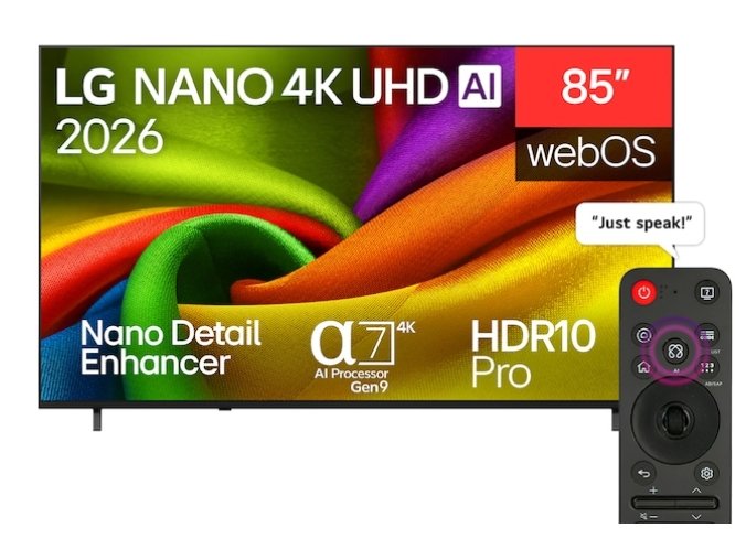 Front view of LG NANO 4K UHD AI NU85 85 inch Smart TV