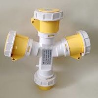 IP44 3-Way Multiplier & Plug 2 Pin + Earth 110-130V 16A