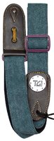 TGI Woven Green Denim Purple Buckle Guitar Strap