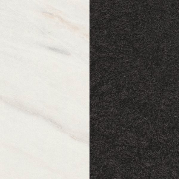 White Levanto Marble ST9/Anthracite Mountain Basalt ST76 Splashback 4.1 x 640 x 8mm