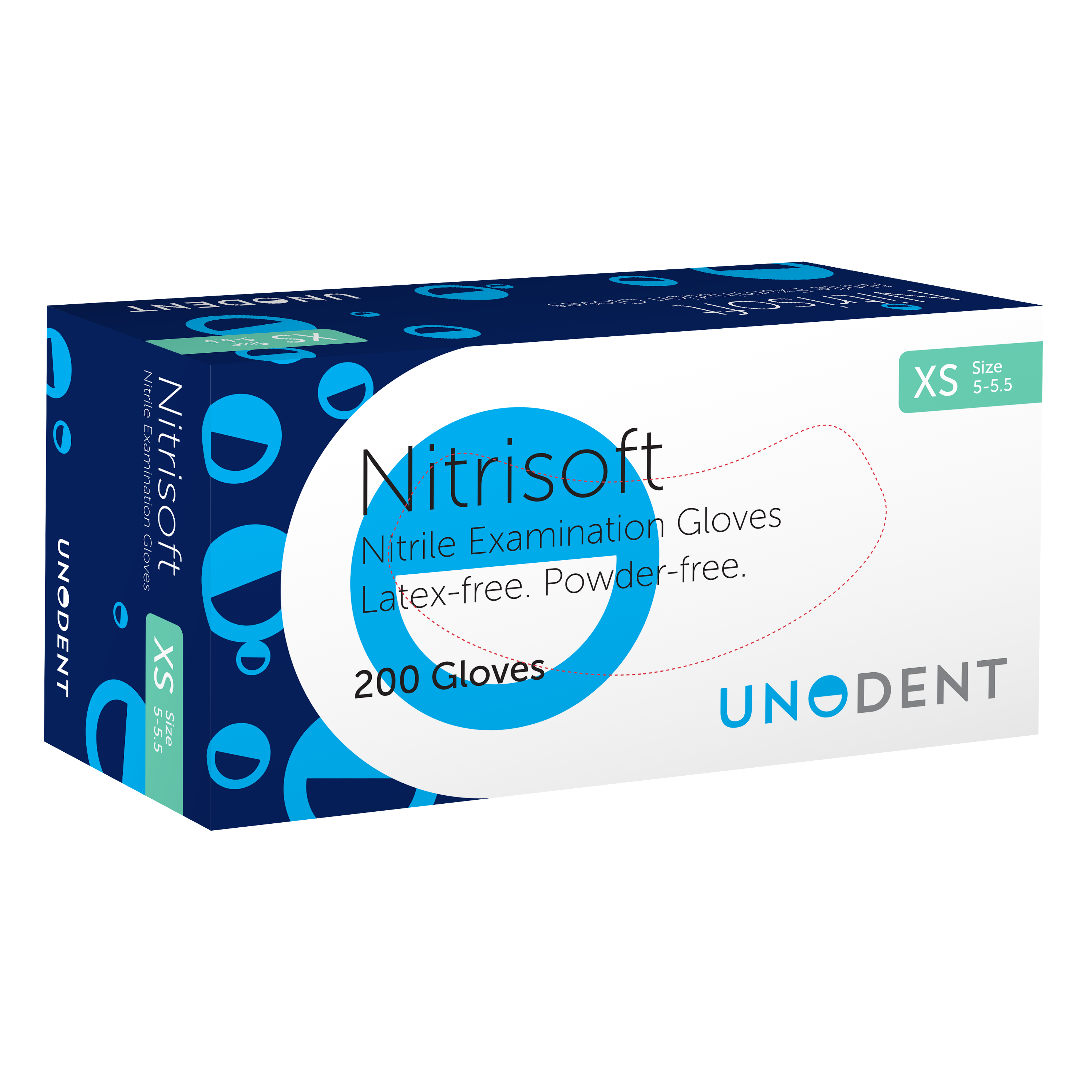 Unodent Nitrisoft Blue Nitrile Gloves Extra-Small (Pack of 200)