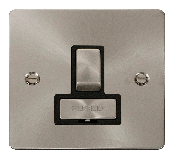 Click Define 13A Switched Spur Brushed Steel Black Insert FPBS751BK
