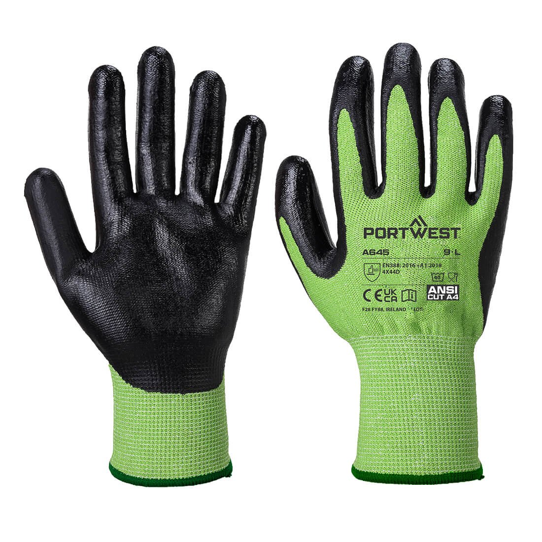 PORTWEST GREEN CUT-RESISTANT NITRILE FOAM GLOVE- BLADE LEVEL D
